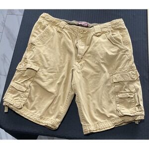 Matchstick Cargo Shorts Mens 38 Beige Flat Front Drawstring Pockets Casual